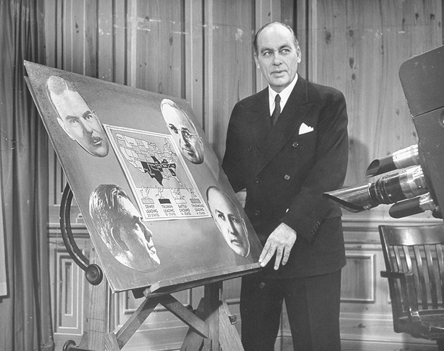 Dr. George Gallup appearing on CBS-Television series called America Speaks. (Photo by W. Eugene Smith/The LIFE Picture Collection/Getty Images)